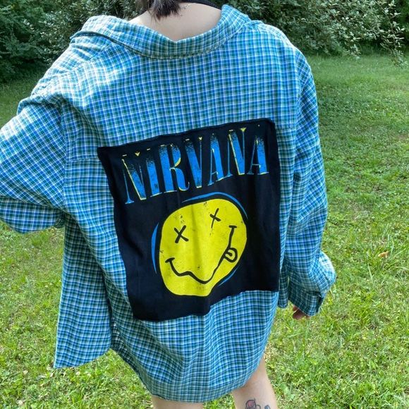 Tops - Nirvana UPCYCLED Checkered Button Up flannel